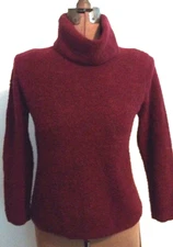 Vintage Burgundy FIELD MANOR Wool Blend COWL NECK Pullover SWEATER/Size M