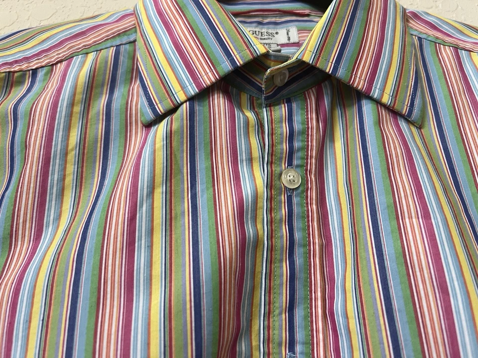 Y2K Vintage Guess 90s Shirt Mens Extra Large XL Retro Rare Colorful Long Sleeve - Image 2 of 4