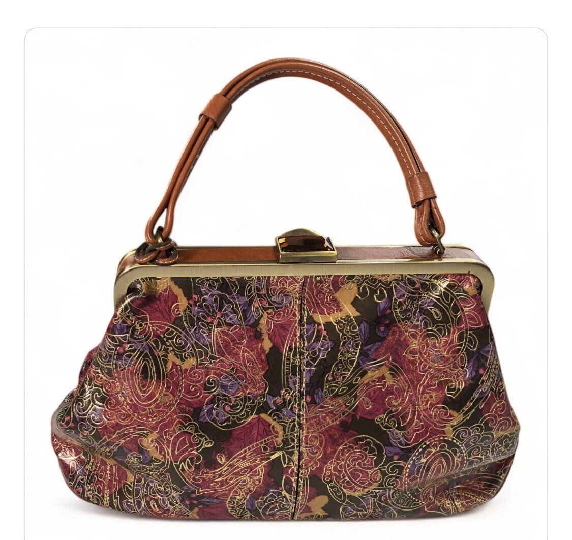 Patricia Nash Leather Doctor Bag Paisley Top Handle Jewel