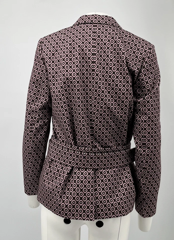 Dries Van Noten Women's Brown/Pink Geometric Print Belted Blazer Jacket sz 40 - Изображение 4 из 4