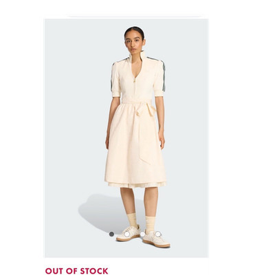 adidas Originals Dirndl Dress Chalk White Cotton Jersey, Logo, Apron, UK 12