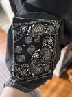 Black Denim Jacket with Leopard Print Collar, Graphic Patches, Women's — photo 8
