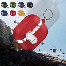 Plated Leather-Texture Case Cover w Secure Lock For Samsung Galaxy Buds 3/3Pro