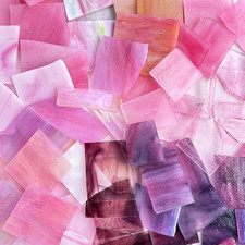 2.2Lb Pink Stained Glass Scraps, Irregular Stained Glass Sheets