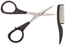 Allary Men's Beard Mustache Scissors and Mini Comb Trimming Kit