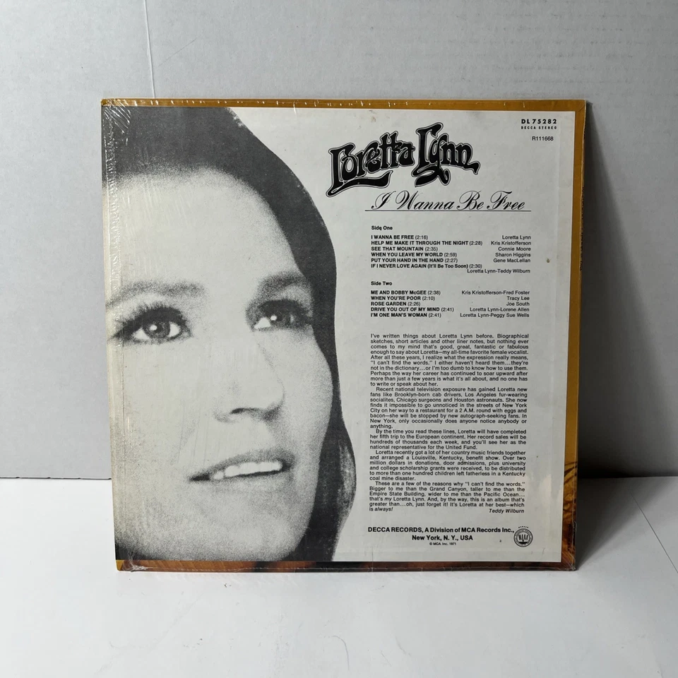 Loretta Lynn- I Wanna Be Free 1971 DL-75282 Lp Vinyl Foto 2 de 4