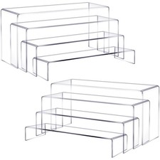 8 Pcs Large Acrylic Display Riser 4 Sizes 11  L 12  L Clear Rectangular Acryli...