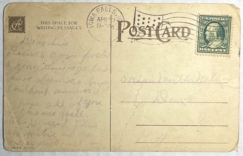 Antique 1913 Postcard Woman Yellow Bathing Beauty Iowa Falls - Picture 2 of 4