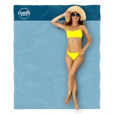 Comfy Zone Beach Blanket Large Sandproof Mat with 4 Stakes and Carry Bag, Fas...