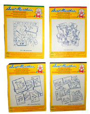4 Vintage Aunt Martha's Hot Iron Transfers Appliques Stampings Owls Monograms