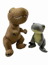 Set of 2 Jurassic World Stuffed Plush Dinosaurs Raptor T-rex Universal  Mattel