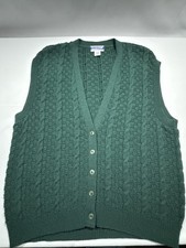 Pendleton Classic XL Wool Cable Knit Sweater Vest Green Made in USA