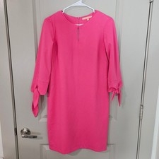 Vilagallo Pink Keyhole Tie Sleeve Shift Dress Made in Spain Size 38