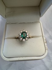 14k Solid Yellow Gold Emerald Diamond Ring
