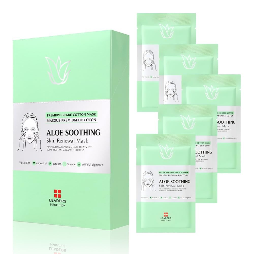Máscara calmante de renovación de la piel Leaders Insolution Aloe | Hoja de aloe orgánico y cactus
