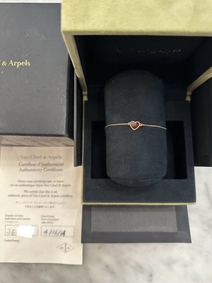 Van Cleef & Arpels Sweet Hearts Bracelet 18K Rose Gold Carnelian Heart Lobster