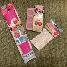 Cooking Lot: Silicone Mat for Macaroons; Pop Cakes & Pop Cake Sticks NEW UNUSED