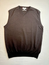 Toscano Firenze Sweater Vest Merino Wool Brown Pullover V Neck Italy Men Size L