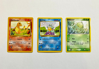 Gen 1 Starter Pokémon Bundle   Bulbasaur, Charmander, Squirtle   3 Base - LP BIN