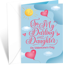 Greetings Daughter Valentine'S Day Card, Made in America, Eco-Friendly, Thick Ca