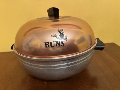 Vintage West Bend Aluminum Bun Warmer Serving Oven Bread Warmer Copper Color Lid