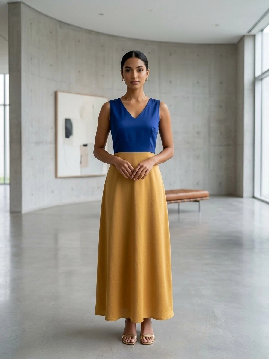 royal blue and yellow dress for sale Size:US 8.5