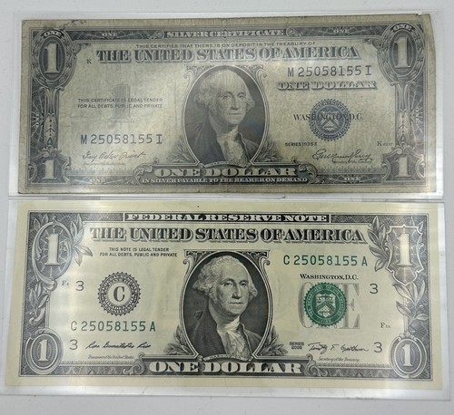 $1 Bill And 1 Silver Certified-Same Matching Serial Number-Very Rare - Picture 4 of 4