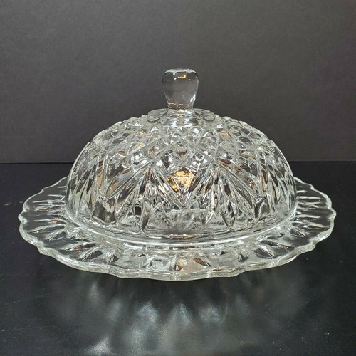 Vtg Anchor Hocking Pineapple Cut Round Butter Dish Creamer Covered Sugar Prescut - Picture 4 of 20