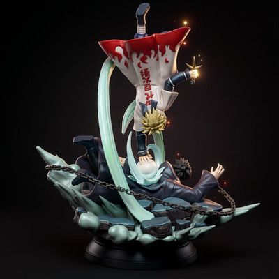 Minato vs Obito Diorama Naruto! Printed 16k Res! Hand Painted or Unpainted!