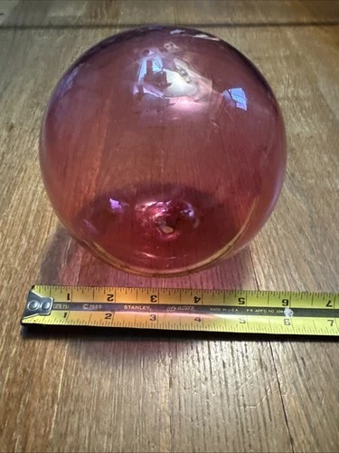 Rare Vintage Blenko Art Glass Rose Witches Ball