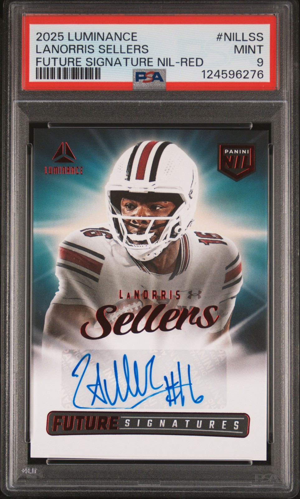2025 PANINI LUMINANCE FUTURE SIGNATURES NIL RED #NILLSS LANORRIS SELLERS PSA 9
