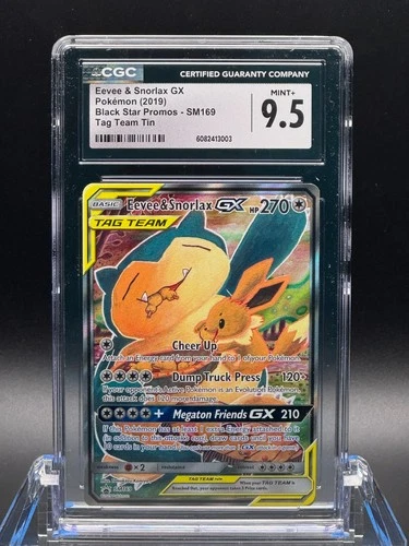 CGC 9.5 MINT+ ✨ - Eevee & Snorlax GX SM169 Sm Holo Tag Team Tin