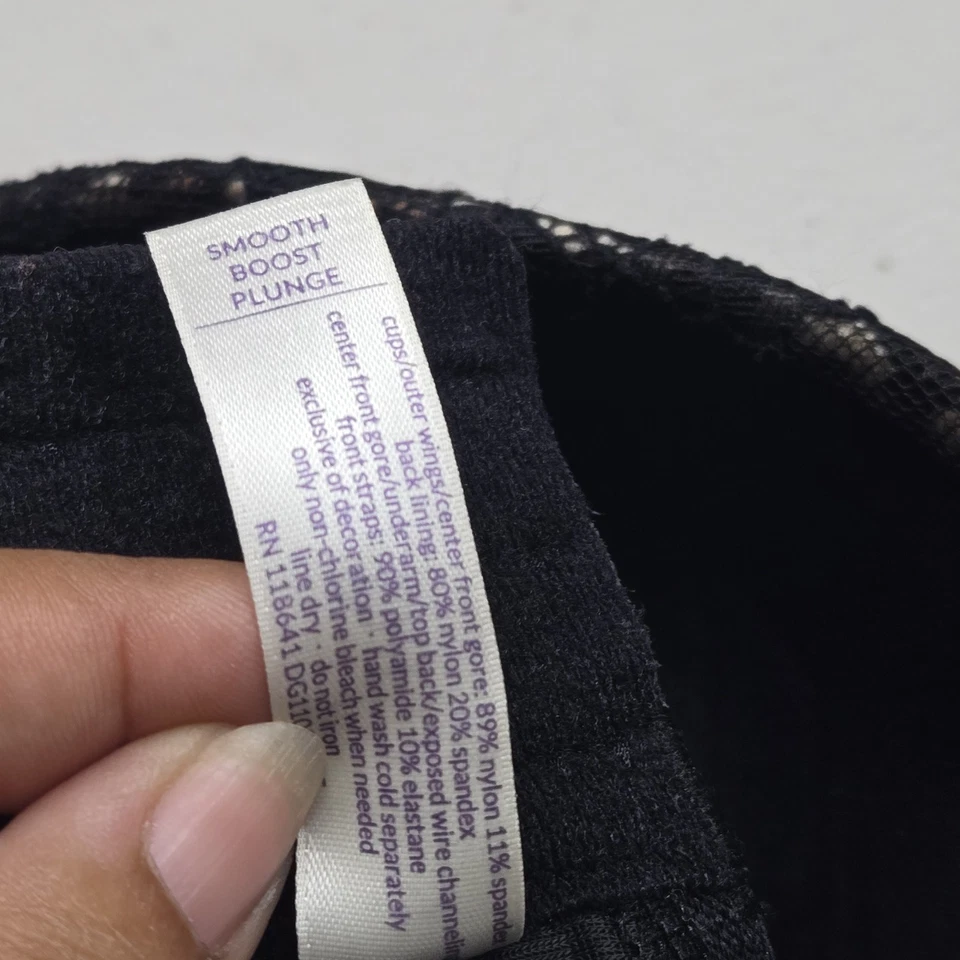 Sujetador Cacique Mujer 36DD Negro Estampado Animal Suave Boost Sumergir Con Aros Foto 4 de 4