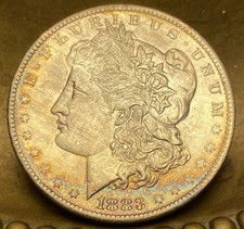 1883 O Morgan Silver Dollar UNC BU Rainbow Toning