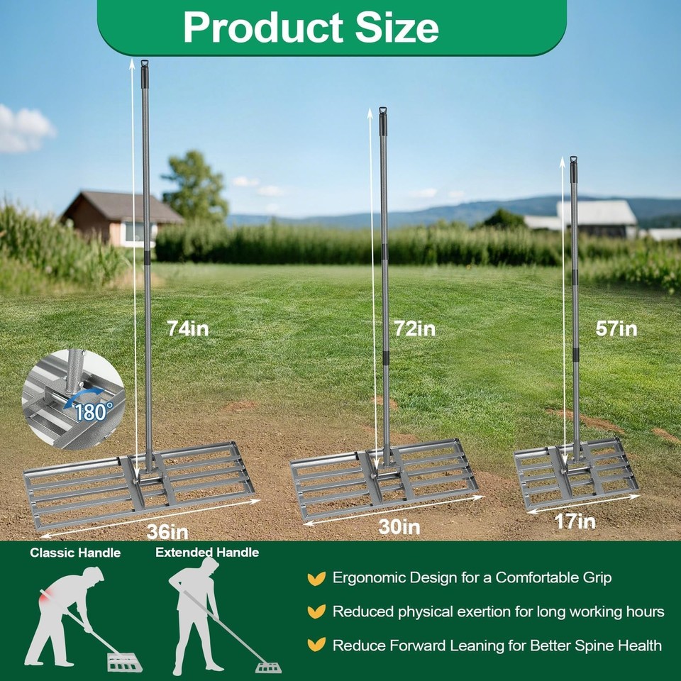 Lawn Leveling Rake Heavy Duty with 30