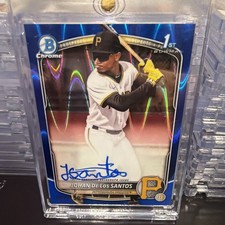 2025 Bowman Chrome JOHAN DE LOS SANTOS 1ST BLUE RAYWAVE  AUTO #/150 Pirates🔥🔥