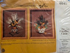 Vintage Creative Circle Crewel Embroidery Kit Cattails  Daisies