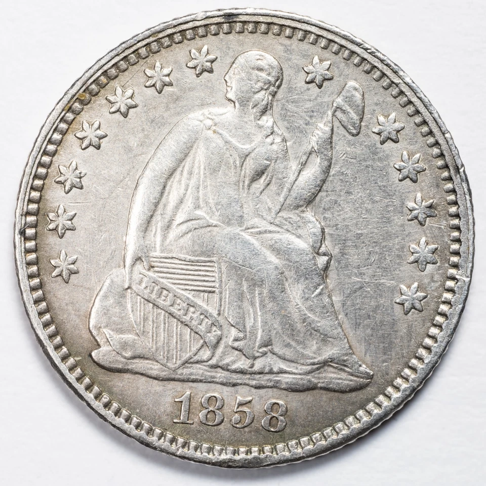 1858 Seated Liberty Silver Half Dime Almost Uncirculated (AU) Philadelphia Mint - Image 3 of 4