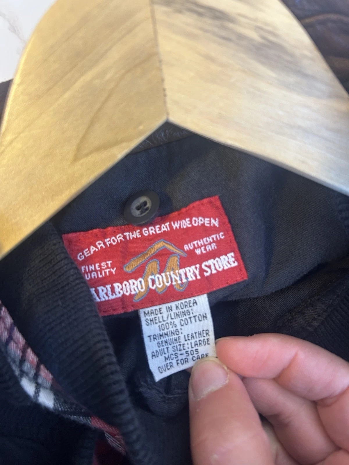90s Marlboro Country Store Vintage Men's Red Cotton Canvas Field Jacket Plaid L image 4