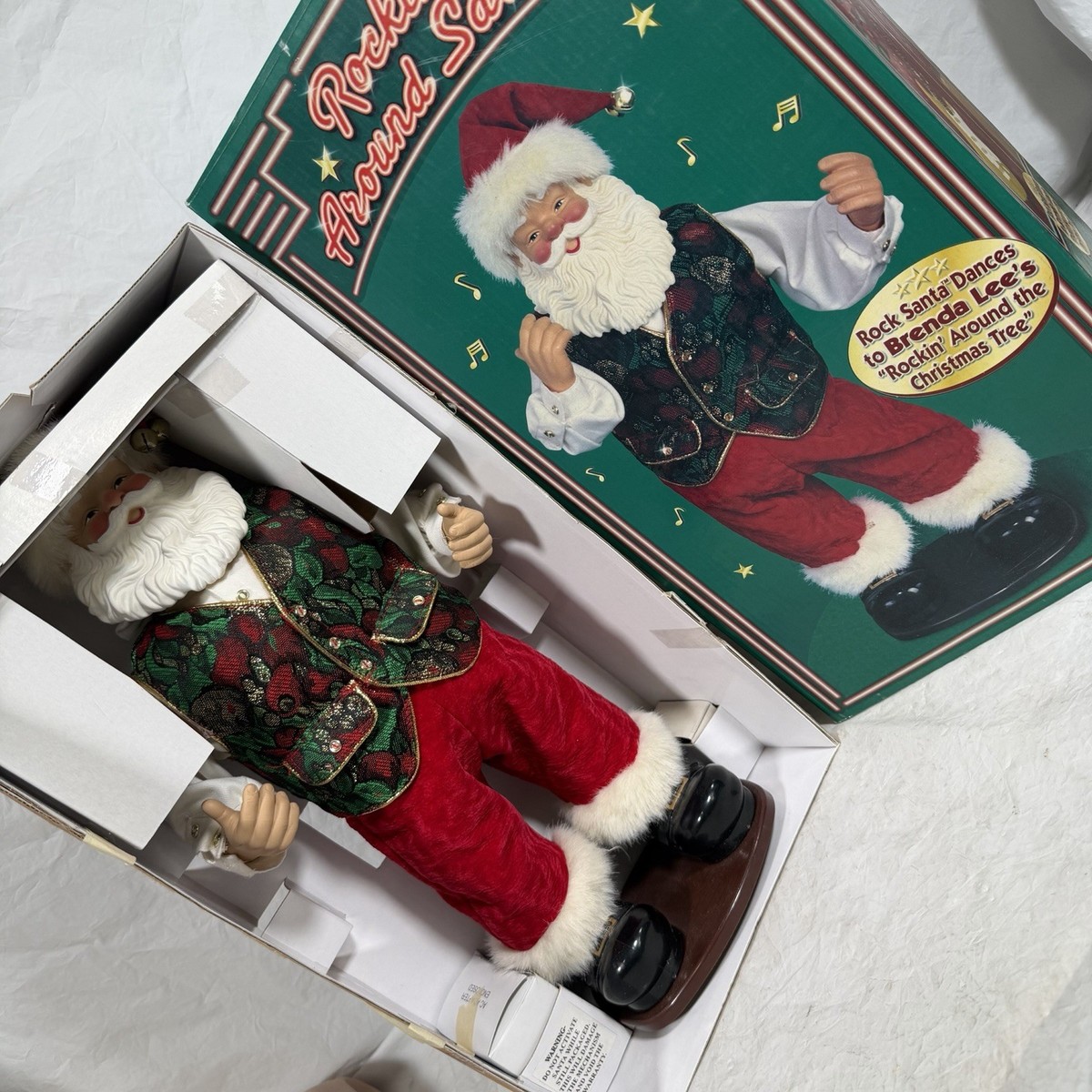 Vtg Dancing Santa Rockin Around the Christmas Tree w/box, power