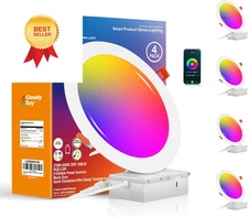 CLOUDY BAY [4 Pack] 8 inch Smart WiFi LED Recessed 8 Inch, Rgbcw / Wifi 