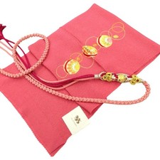 Pink Silk Kimono Obiage  Obijime with Gold/Silver Embroidery,