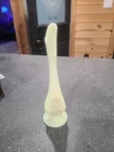 Vintage Fenton Uranium Custard Glass Bud Vase--Hand Painted/Artist Signed