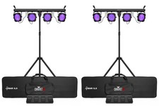 2 Chauvet DJ 4BAR ILS Wash Lighting Kits 8 Par Lights Tripods Footswitches Bags