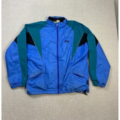 Vintage Asics Gore-Tex Windbreaker Jacket Mens Medium Blue Teal Colorblock 90s