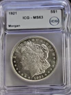 1921 US Morgan Silver Dollar $1 ICG MS63