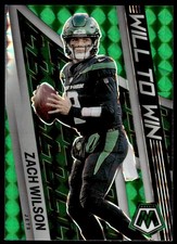 Zach Wilson 2022 Panini Mosaic #WW-10 Will to Win Green Jets Football Card
