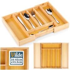 Besteckeinsatz Besteckorganizer für Schublade ausziehbar aus Holz 28-45x33,5 cm