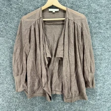Loft Top Women XS Brown Open Front Long Sleeve Casual Solid Breathable Stretch