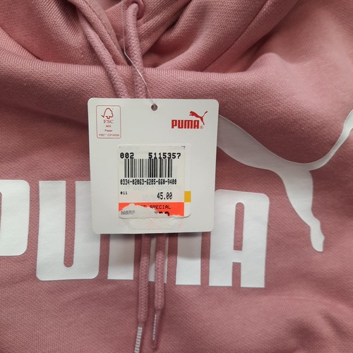 PUMA Essentials Hoodie Women's Medium, Pink Active Wear Jumping Cat Logo - Picture 11 of 17